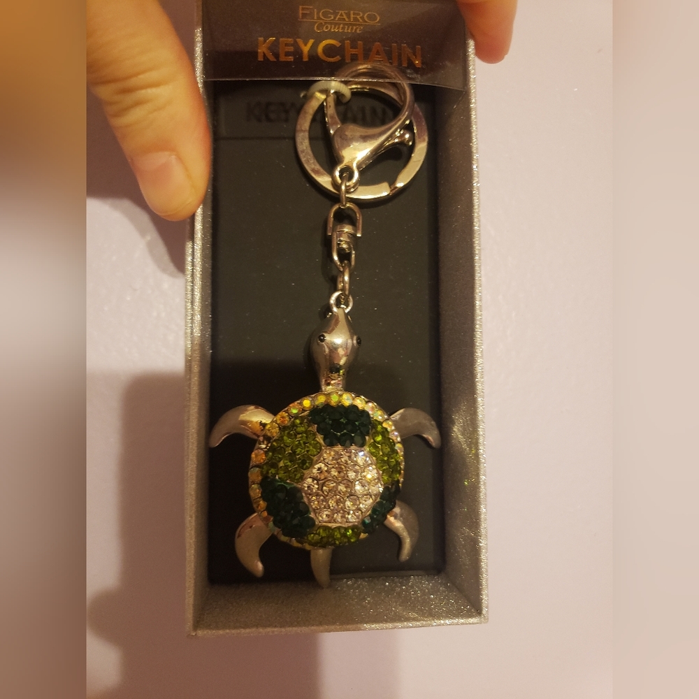 Bejewled Turtle Keychain